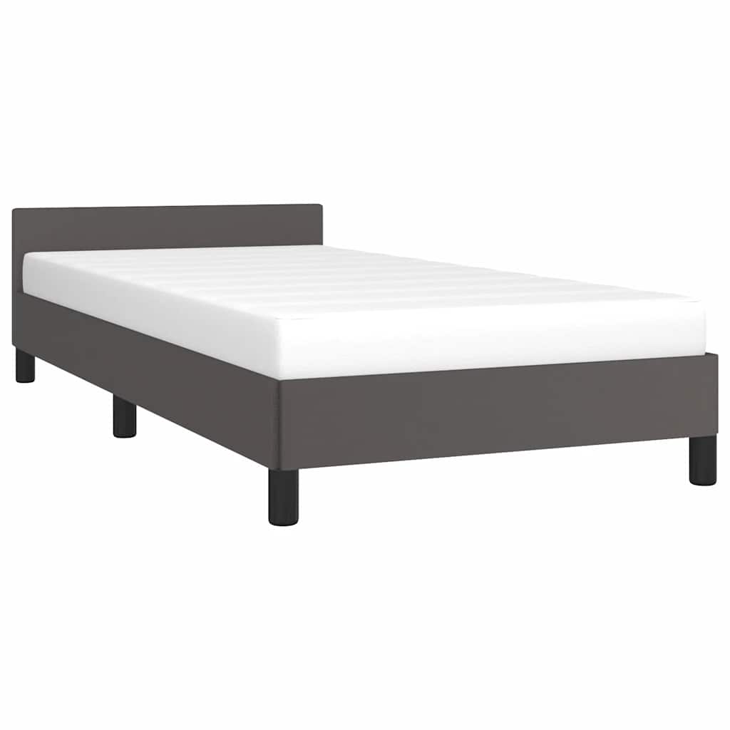 vidaXL Bedframe met hoofdeinde zonder matras 100x200 cm grijs afbeelding