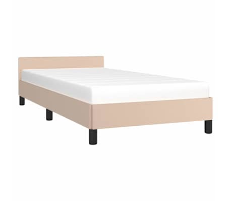 vidaXL Posteljni okvir z vzglavjem brez vzmetnice kapučino 100x200 cm