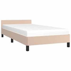 vidaXL Posteljni okvir z vzglavjem brez vzmetnice kapučino 100x200 cm