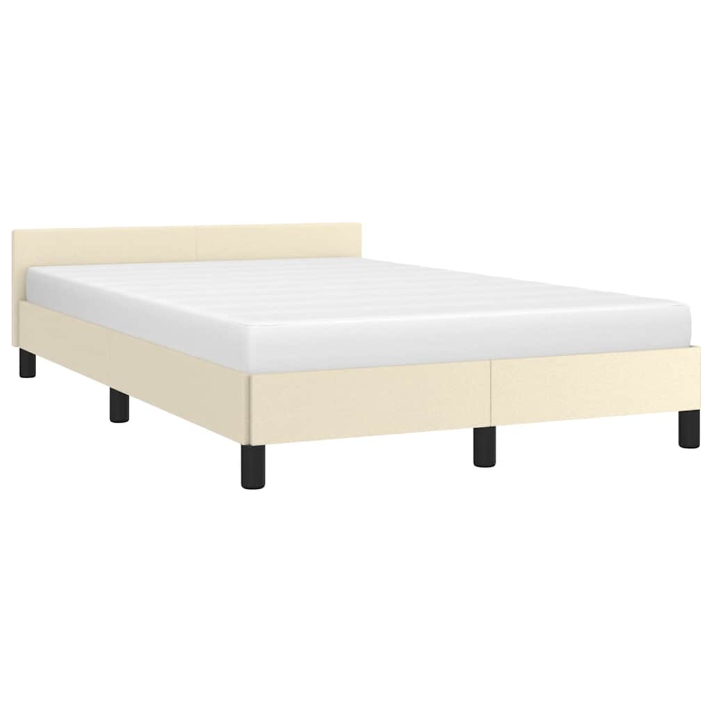 vidaXL Bedframe met hoofdeinde zonder matras 120x200 cm crèmekleurig afbeelding