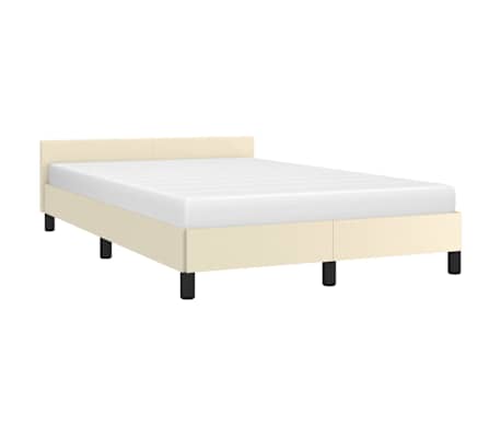 vidaXL Posteljni okvir z vzglavjem brez vzmetnice krem 120x200 cm