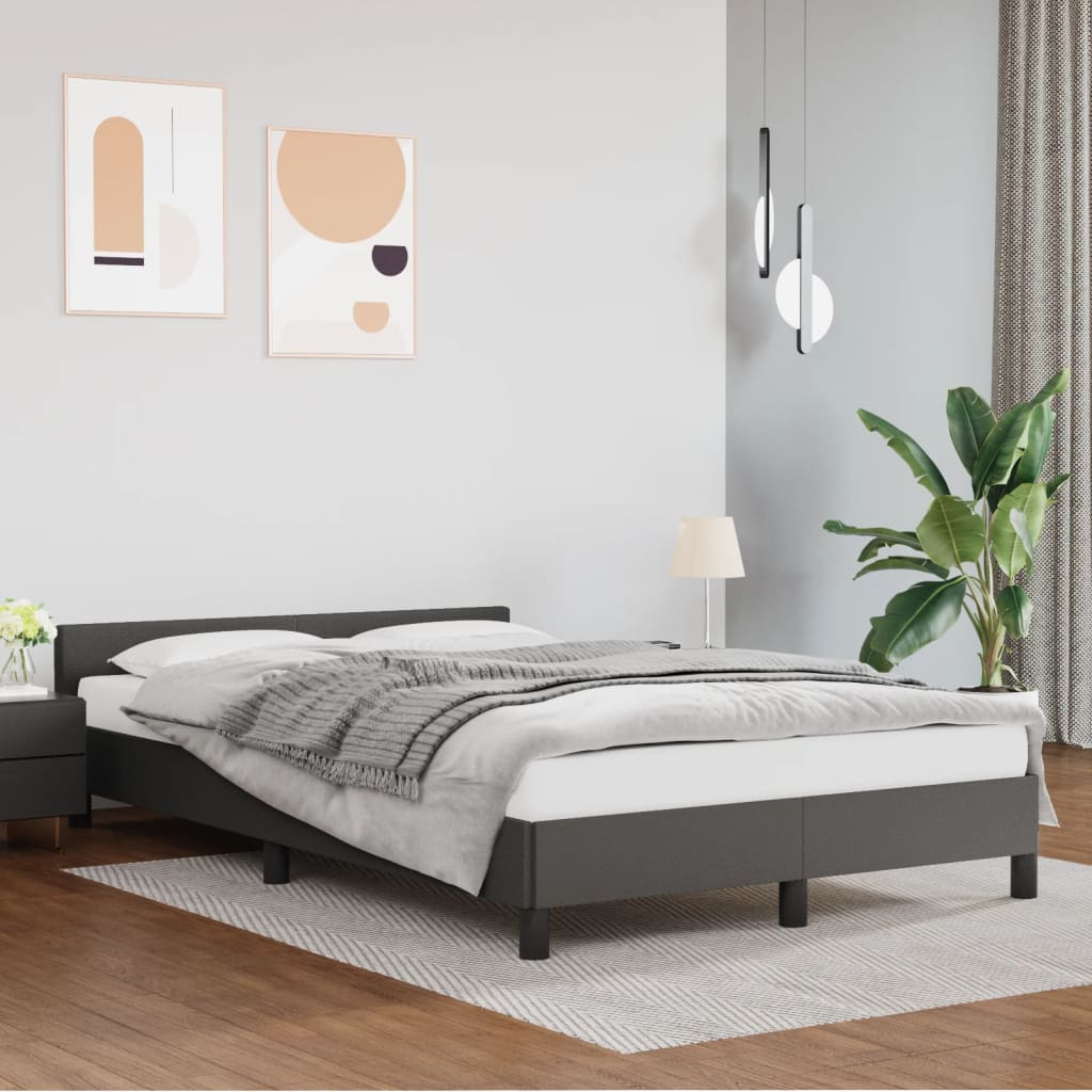 vidaXL Cadru de pat cu tăblie, gri, 120x200 cm, piele ecologică