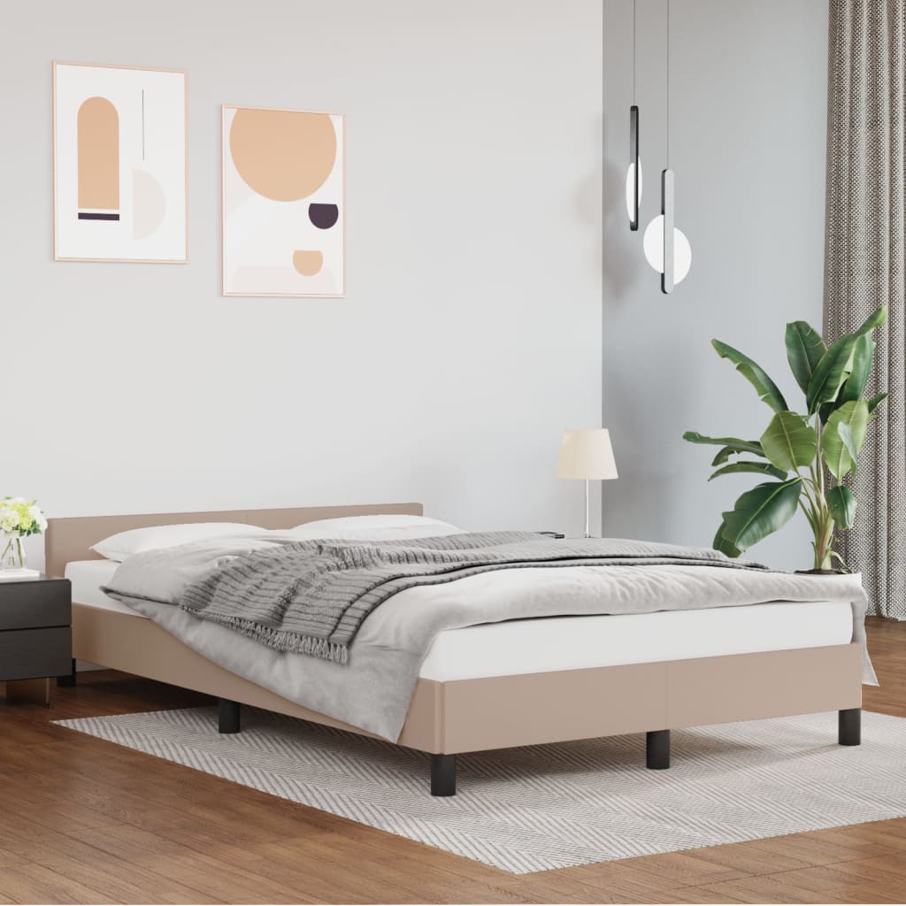 Vidaxl Cadru De Pat Cu Tablie, Cappuccino, 120x200 Cm, Piele Ecologica