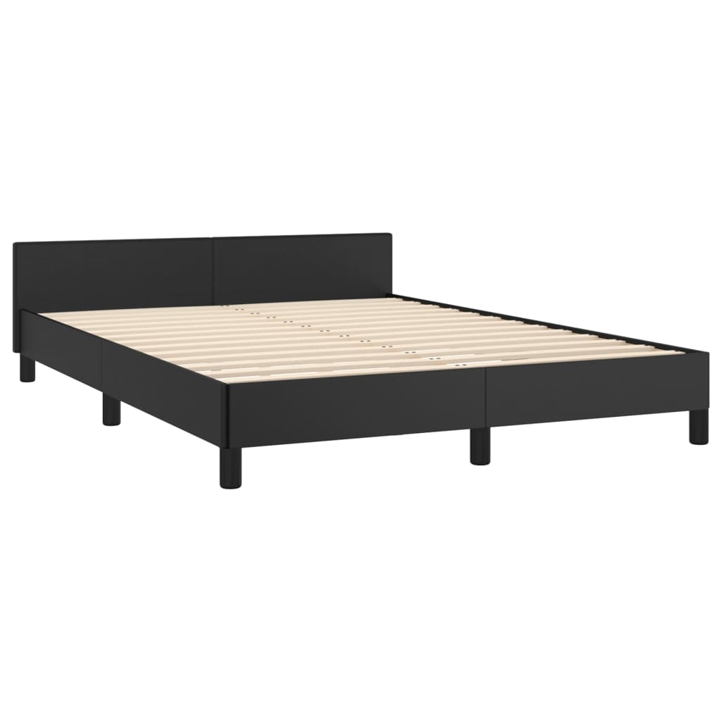 Cadru de pat cu tăblie, negru, 140x190 cm, piele ecologică