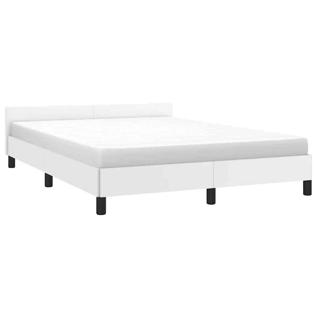 vidaXL Bedframe met hoofdeinde zonder matras 140x190 cm wit afbeelding