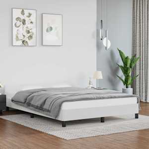 Posteljni okvir z vzglavjem brez vzmetnice bel 140x190 cm