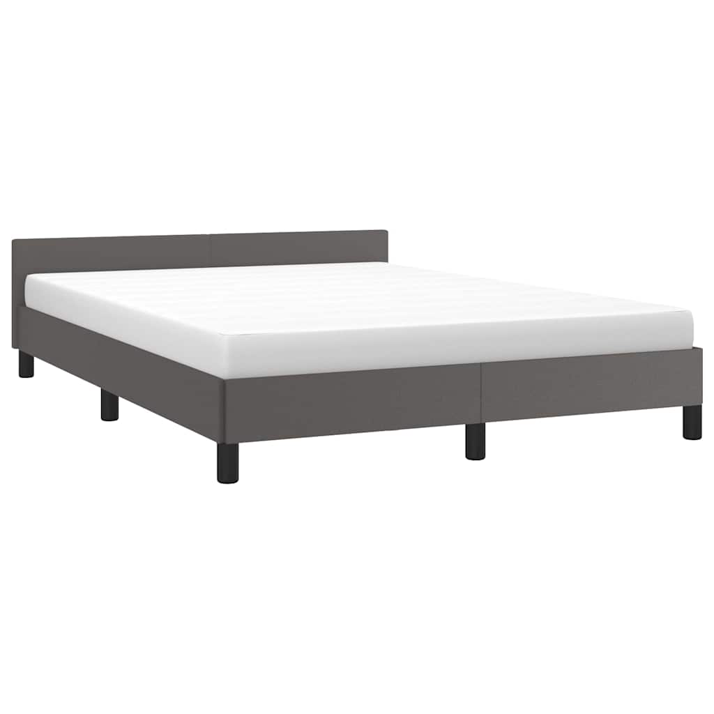 vidaXL Bedframe met hoofdeinde zonder matras 140x190 cm grijs, foto 2