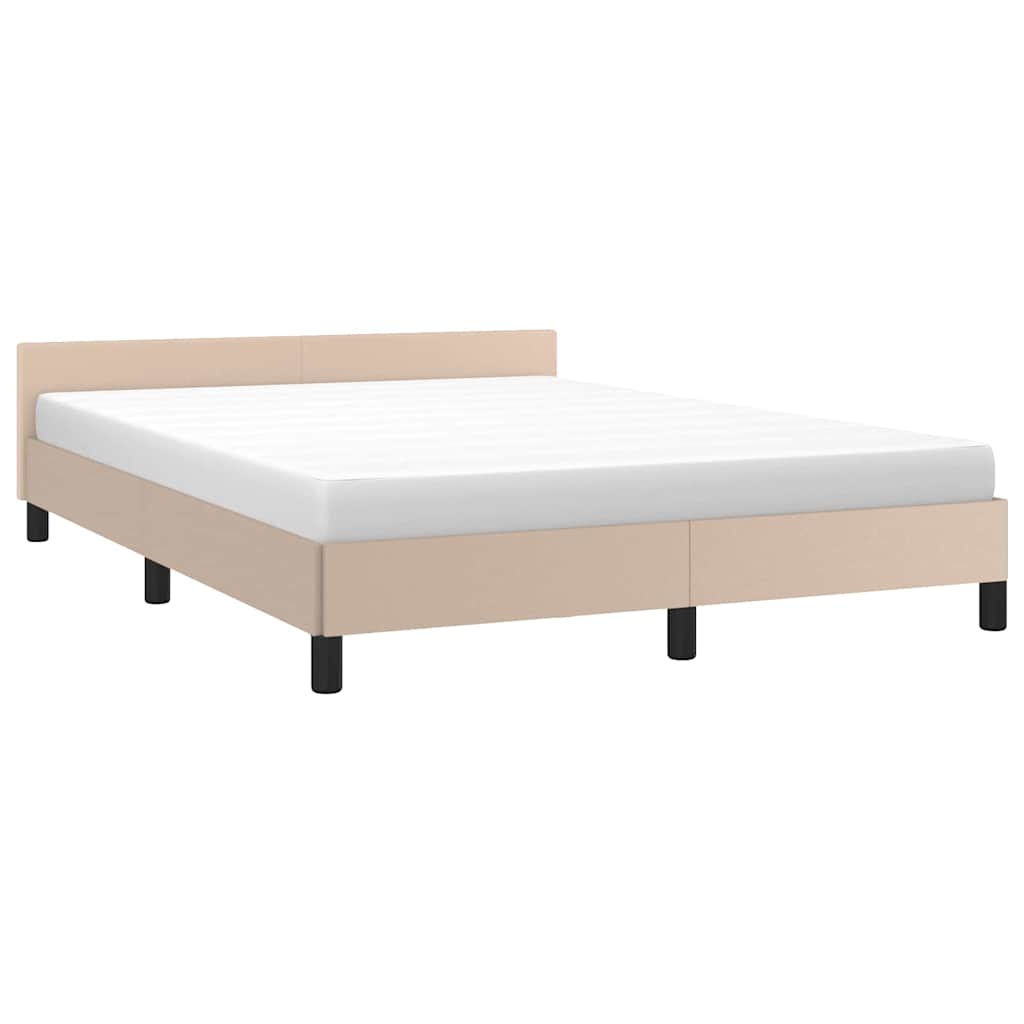 vidaXL Bedframe met hoofdeinde zonder matras Cappuccino 140x190 cm bruin, foto 2