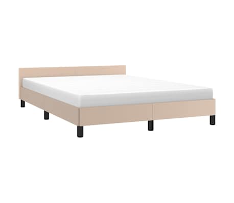 vidaXL Posteljni okvir z vzglavjem brez vzmetnice kapučino 140x190 cm