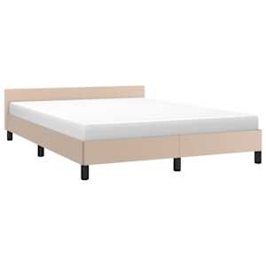 vidaXL Posteljni okvir z vzglavjem brez vzmetnice kapučino 140x190 cm