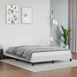 Posteljni okvir z vzglavjem brez vzmetnice bel 140x200 cm