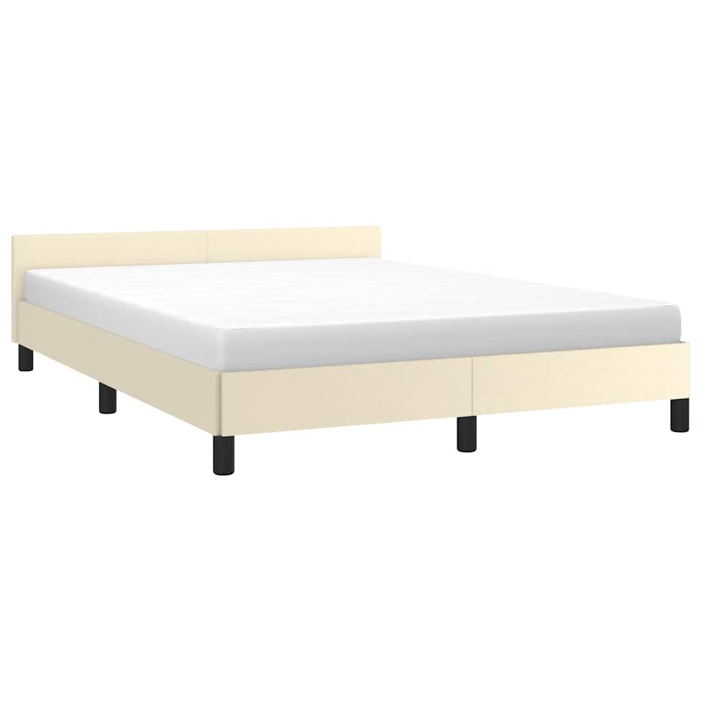 vidaXL Bedframe met hoofdeinde zonder matras 140x200 cm crèmekleurig afbeelding