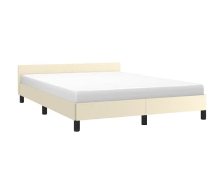 vidaXL Bedframe met hoofdbord kunstleer crèmekleurig 140x200 cm