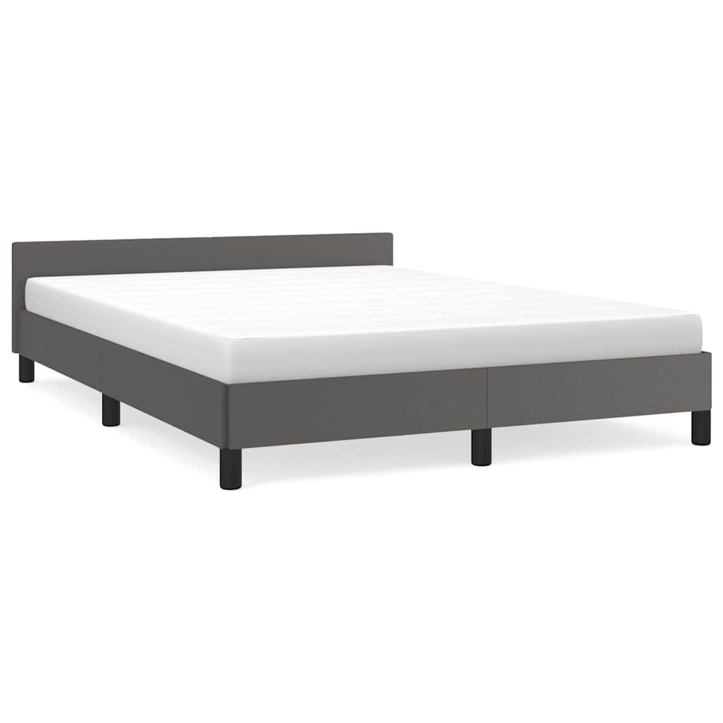 vidaXL Bedframe met hoofdeinde zonder matras 140x200 cm grijs, foto 3