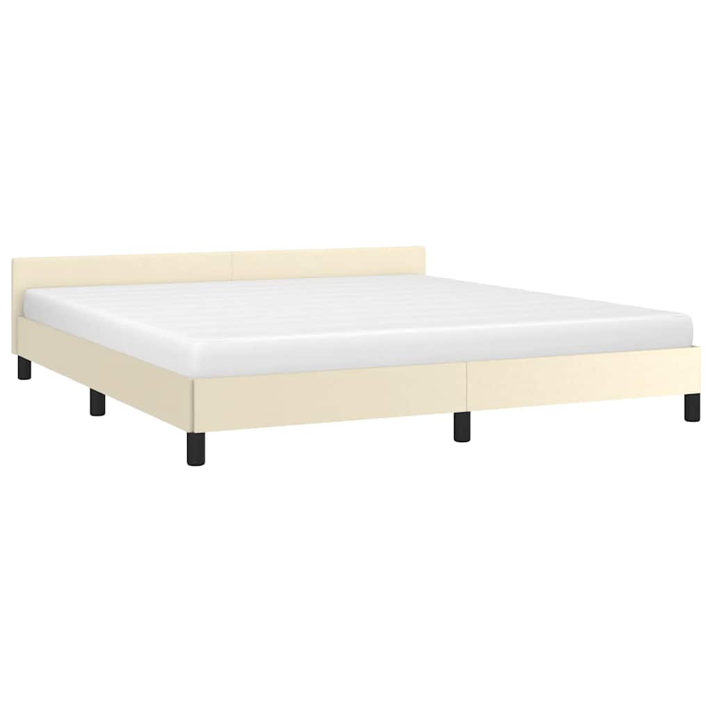 vidaXL Bedframe met hoofdeinde zonder matras 160x200 cm crèmekleurig afbeelding