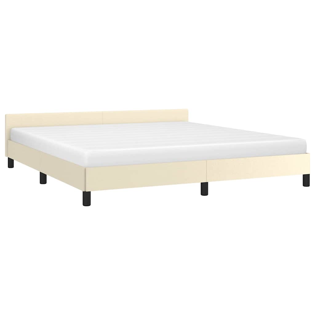 vidaXL Bedframe met hoofdeinde zonder matras 160x200 cm crèmekleurig, foto 2