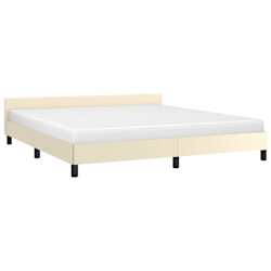 vidaXL Posteljni okvir z vzglavjem brez vzmetnice krem 160x200 cm