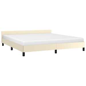 vidaXL Posteljni okvir z vzglavjem brez vzmetnice krem 160x200 cm