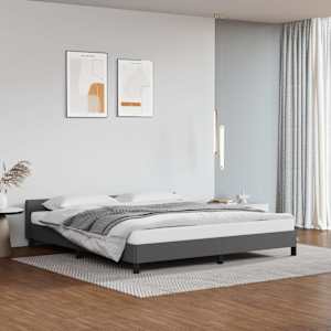 Posteljni okvir z vzglavjem brez vzmetnice siv 160x200 cm