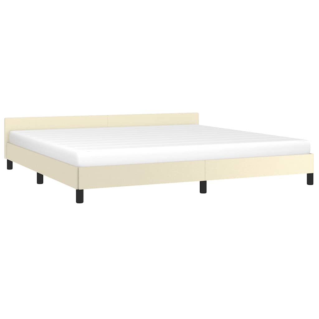 vidaXL Bedframe met hoofdeinde zonder matras 200x200 cm crèmekleurig afbeelding