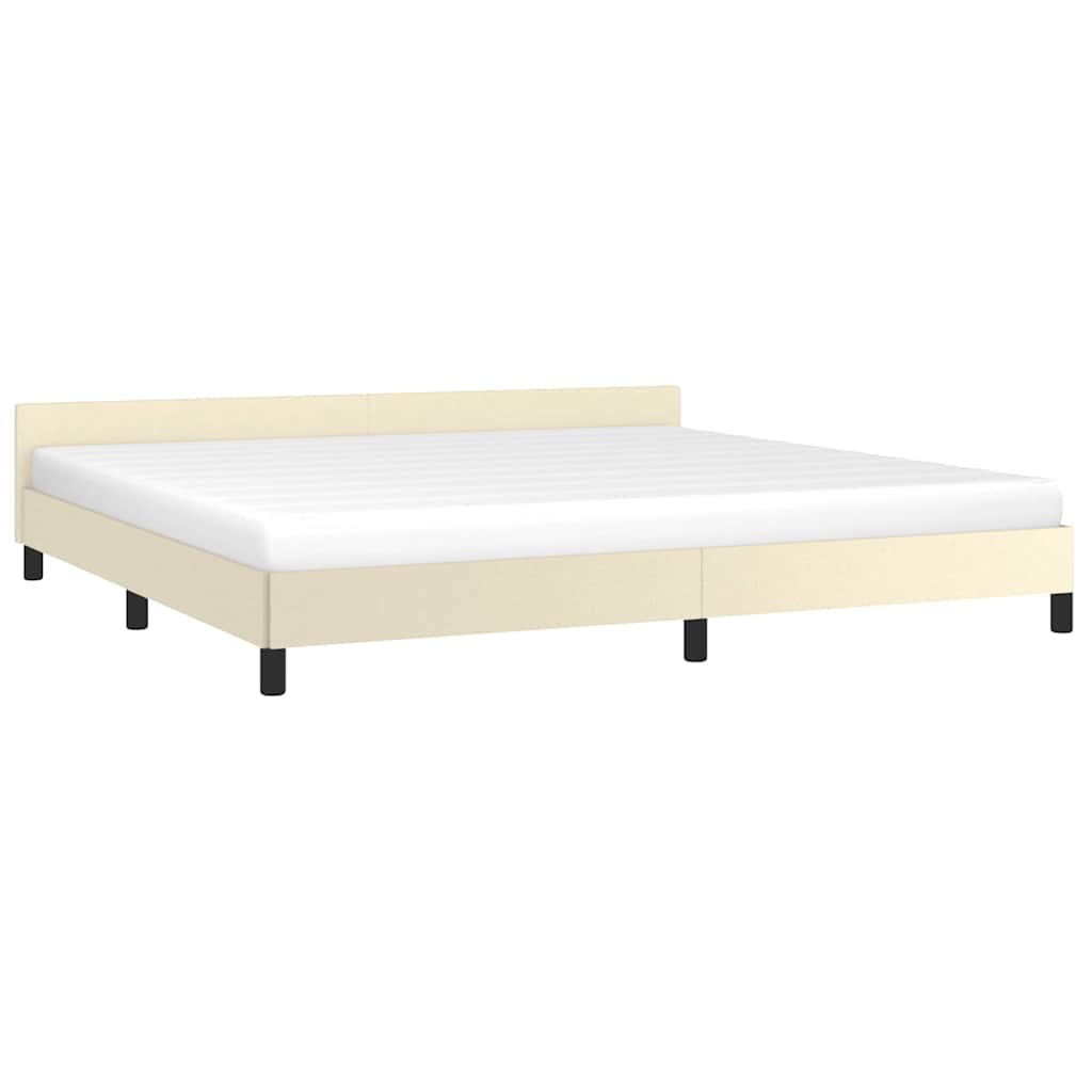 vidaXL Bedframe met hoofdeinde zonder matras 200x200 cm crèmekleurig, foto 2