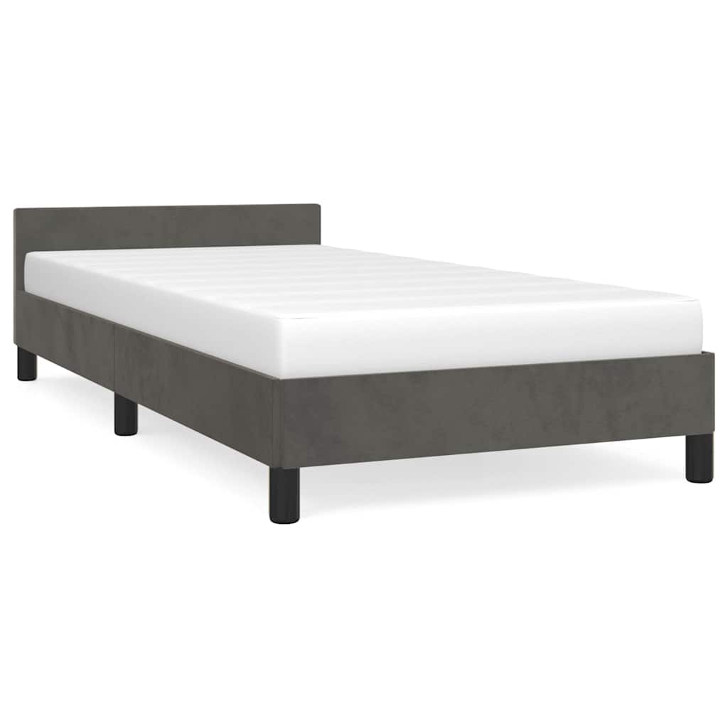vidaXL Bedframe zonder matras 80x200 cm fluweel donkergrijs grijs, foto 3