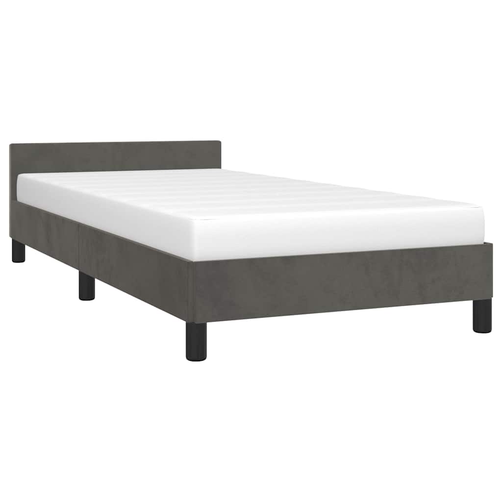 vidaXL Bedframe zonder matras 80x200 cm fluweel donkergrijs grijs, foto 2