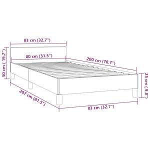 Rám postele bez matrace tmavě šedá 80 x 200 cm samet - obrázek 9