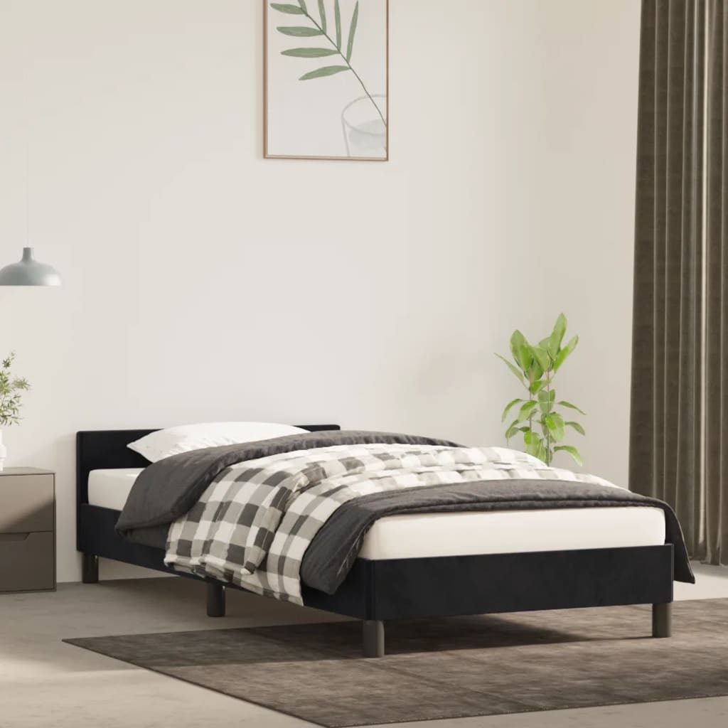 vidaXL Cadru de pat cu tăblie, negru, 80x200 cm, catifea