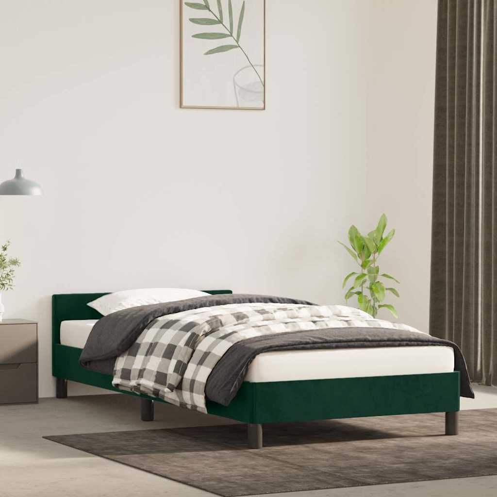 vidaXL Rama ��ka bez materaca, ciemnozielone, 80x200 cm, aksamitne