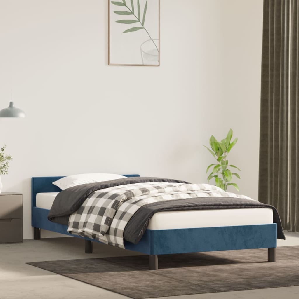 vidaXL Cadru de pat cu tăblie, albastru închis, 80x200 cm, catifea