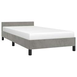 vidaXL Estrutura de cama sem colch&atilde;o 90x190 cm veludo cinzento-claro