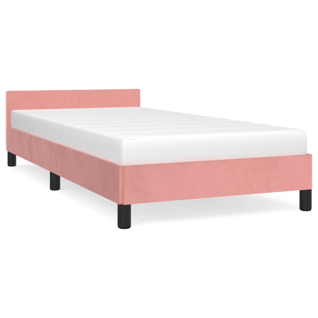 Rám postele s čelem růžový 90x190 cm samet