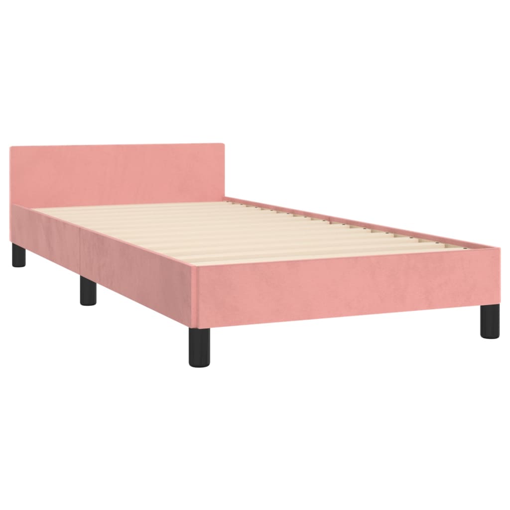 Rám postele s čelem růžový 90x190 cm samet