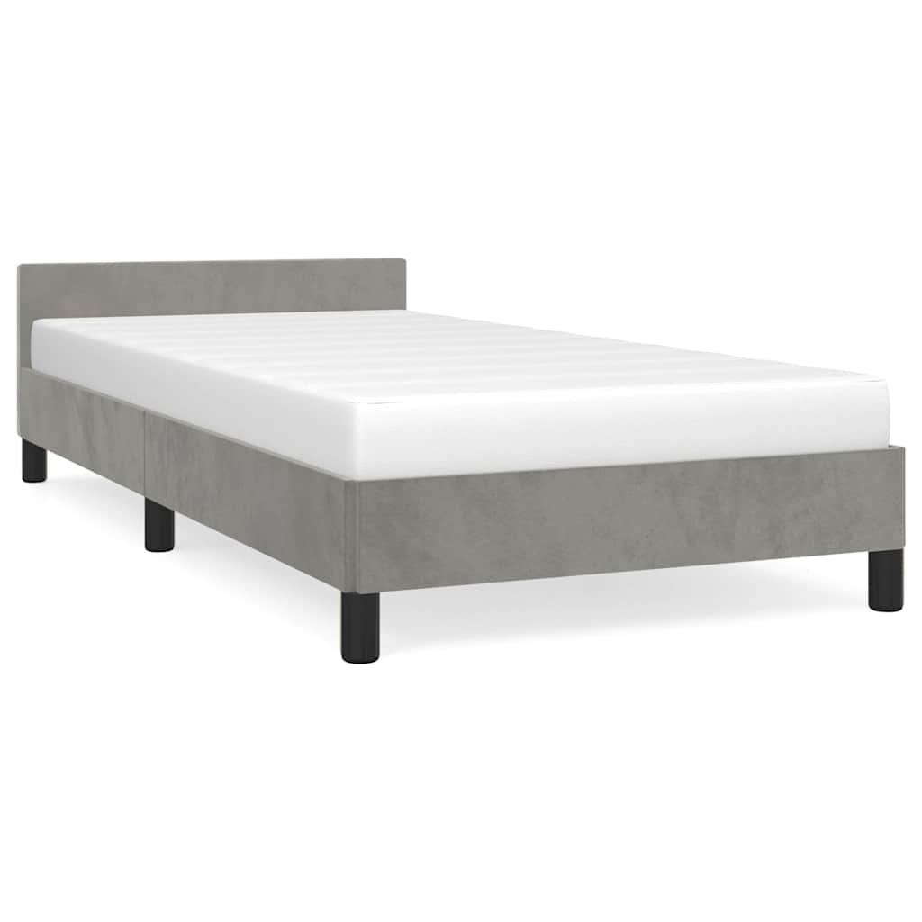vidaXL Bedframe zonder matras 90x200 cm fluweel lichtgrijs grijs, foto 3