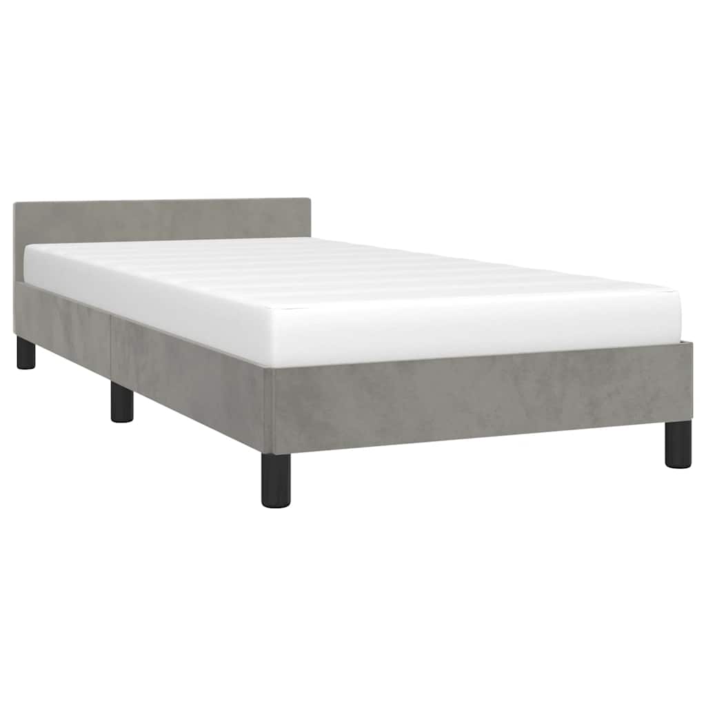vidaXL Bedframe zonder matras 90x200 cm fluweel lichtgrijs afbeelding