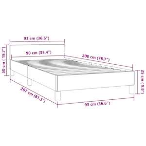 Rám postele bez matrace tmavě šedý 90 x 200 cm samet - obrázek 9