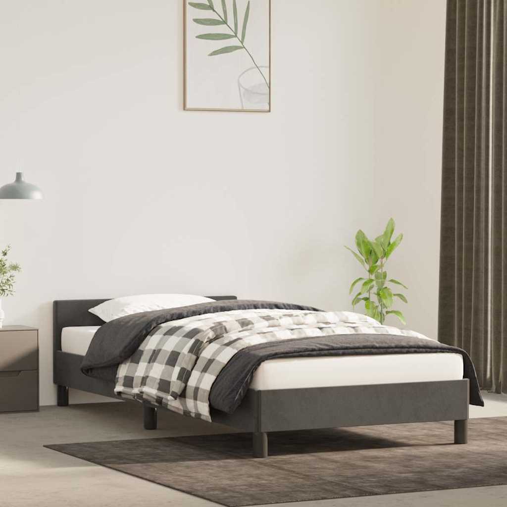 vidaXL Sengeramme uden madras Mørkegrå 90x200 cm Fløjl