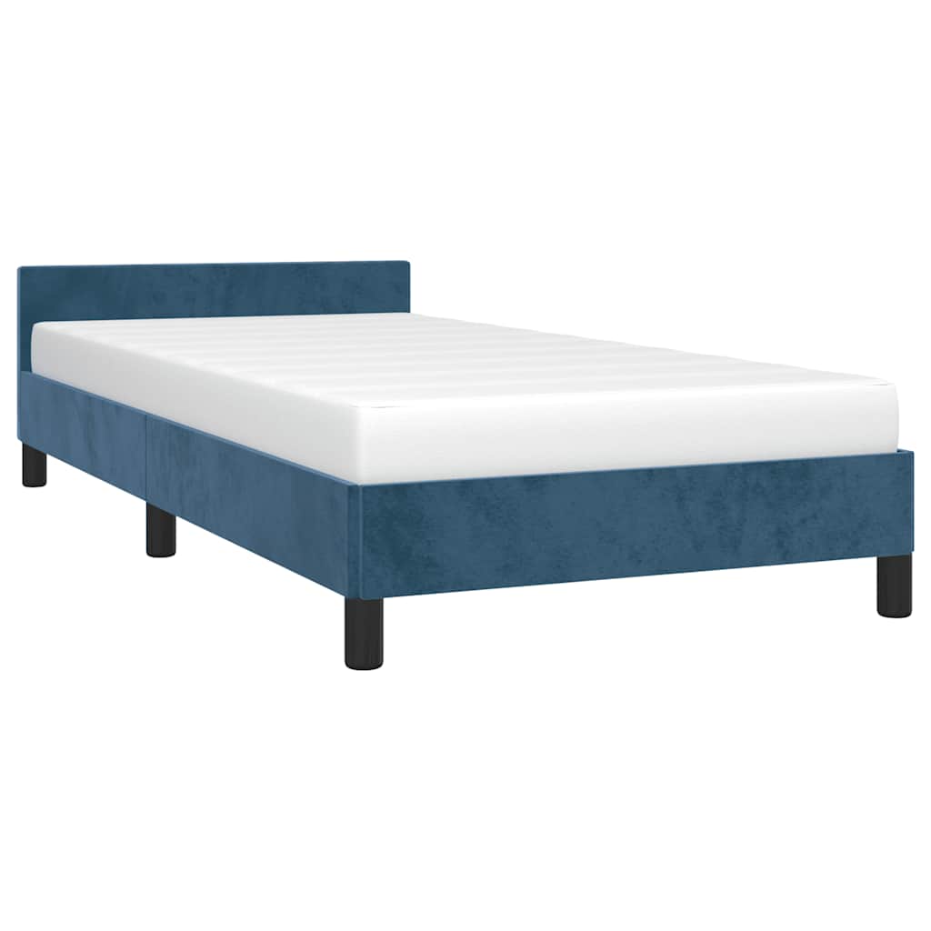 vidaXL Bedframe zonder matras 90x200 cm fluweel donkerblauw afbeelding