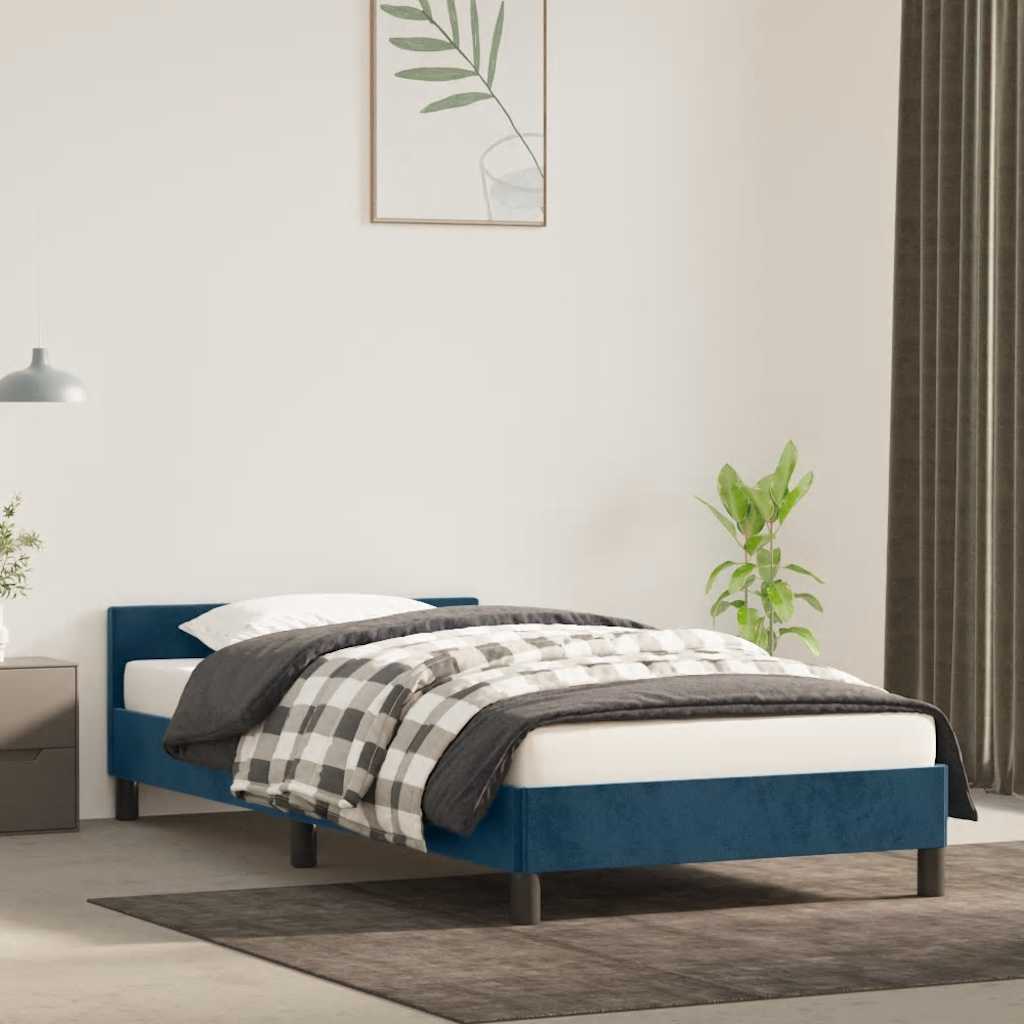 Lovos rėmas be čiužinio tamsiai mėlynas 90x200 cm aksomas