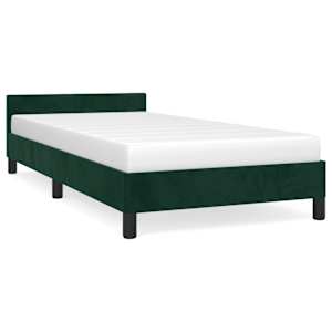 Rám postele bez matrace tmavě zelená 100 x 200 cm samet - obrázek 2