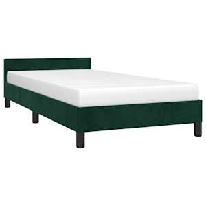 Rám postele bez matrace tmavě zelená 100 x 200 cm samet - obrázek 3