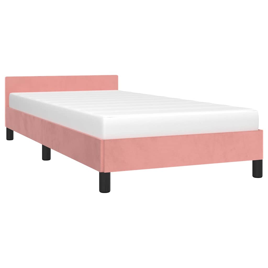 vidaXL Bedframe met hoofdeinde zonder matras 100x200 cm fluweel roze afbeelding