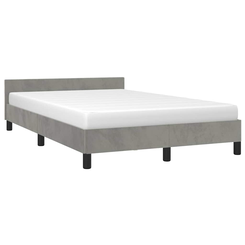 vidaXL Bedframe zonder matras 120x200 cm fluweel lichtgrijs grijs, foto 2