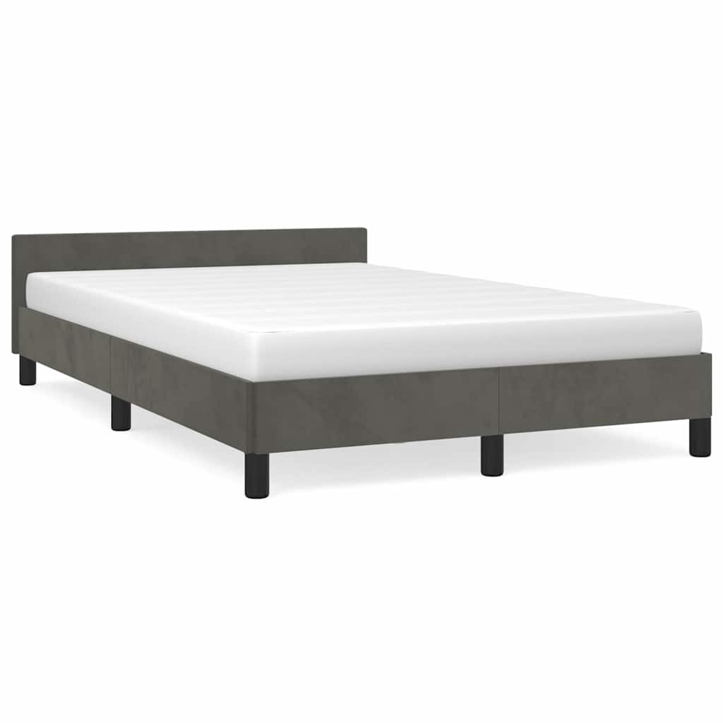 vidaXL Bedframe zonder matras 120x200 cm fluweel donkergrijs grijs, foto 3