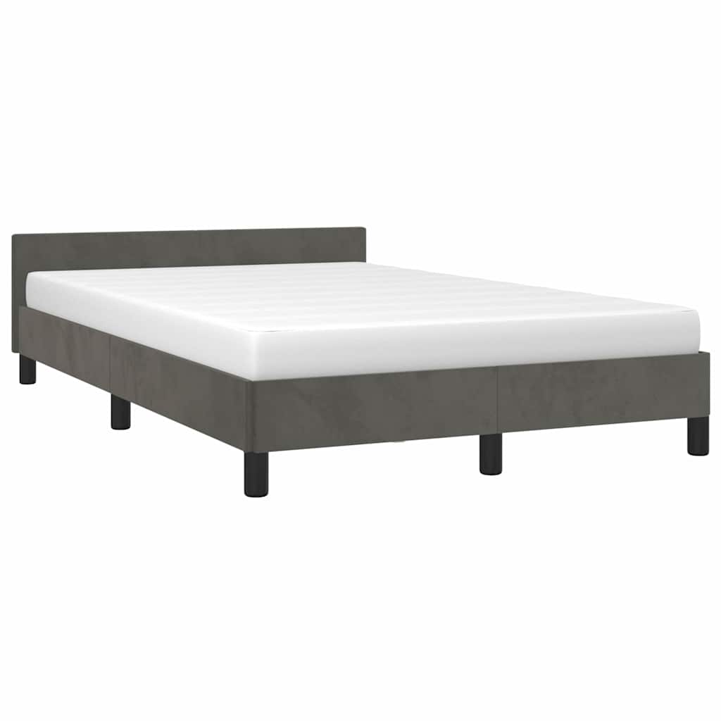 vidaXL Bedframe zonder matras 120x200 cm fluweel donkergrijs grijs, foto 2