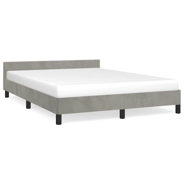 vidaXL voodiraam ilma madratsita, helehall, 140x190 cm, samet