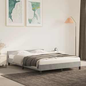 Posteljni okvir brez vzmetnice svetlo siv 140x190 cm žamet