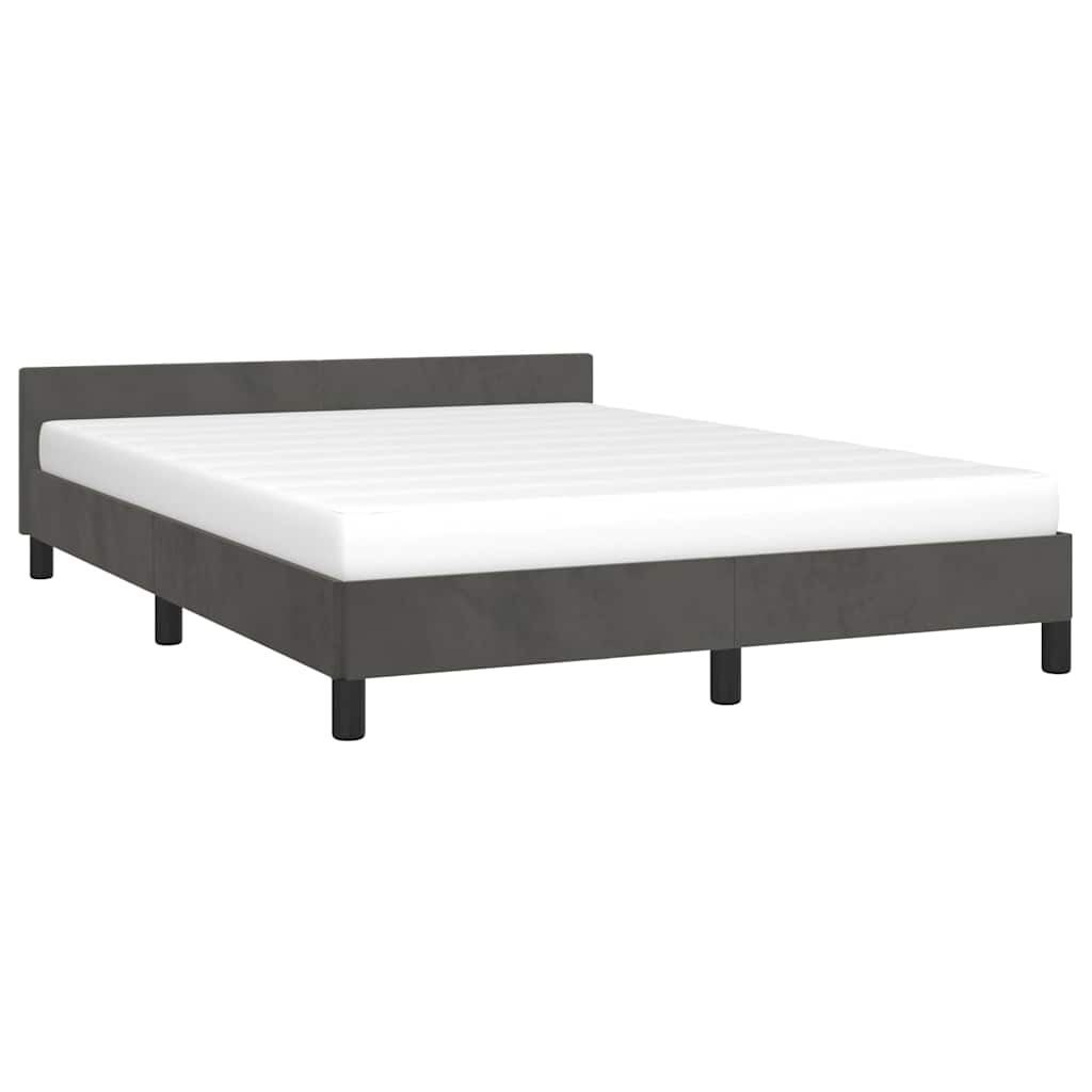 vidaXL Bedframe zonder matras 140x190 cm fluweel donkergrijs grijs, foto 2