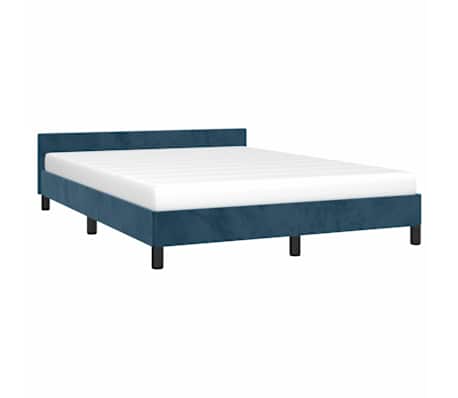 vidaXL Posteljni okvir brez vzmetnice temno moder 140x190 cm žamet